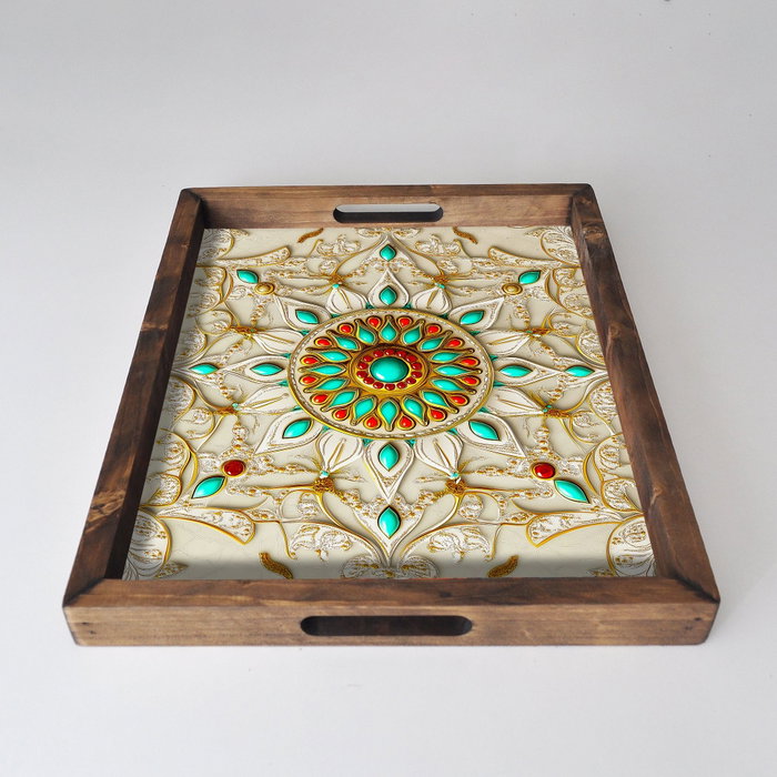 Aberto Design REF003 Bandeja de Madera Maciza Multicolor con Impresión UV de 48 x 38 cm Aberto Design REF003 Bandeja de Madera Maciza Multicolor con Impresión UV de 48 x 38 cm